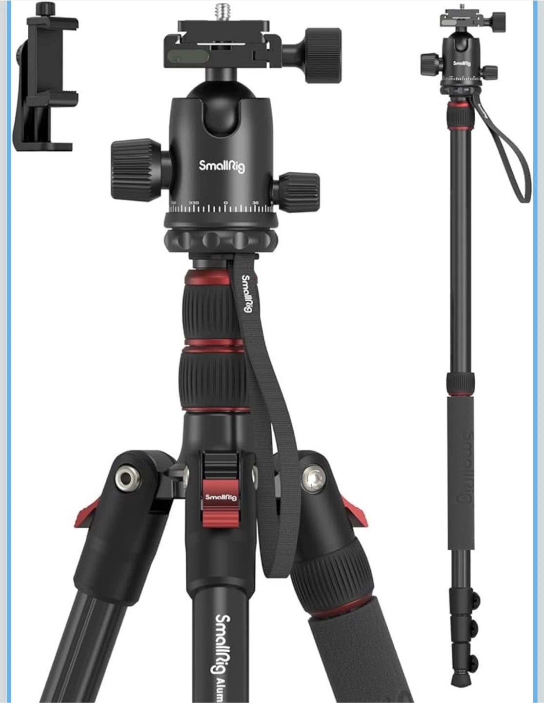 SMALLRIG Camera/Phone Tripod-71"Aluminum Tripod-360°Ball