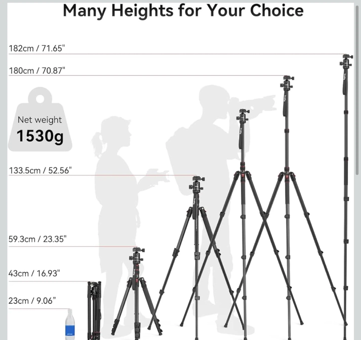 SMALLRIG Camera/Phone Tripod-71"Aluminum Tripod-360°Ball - photo 2