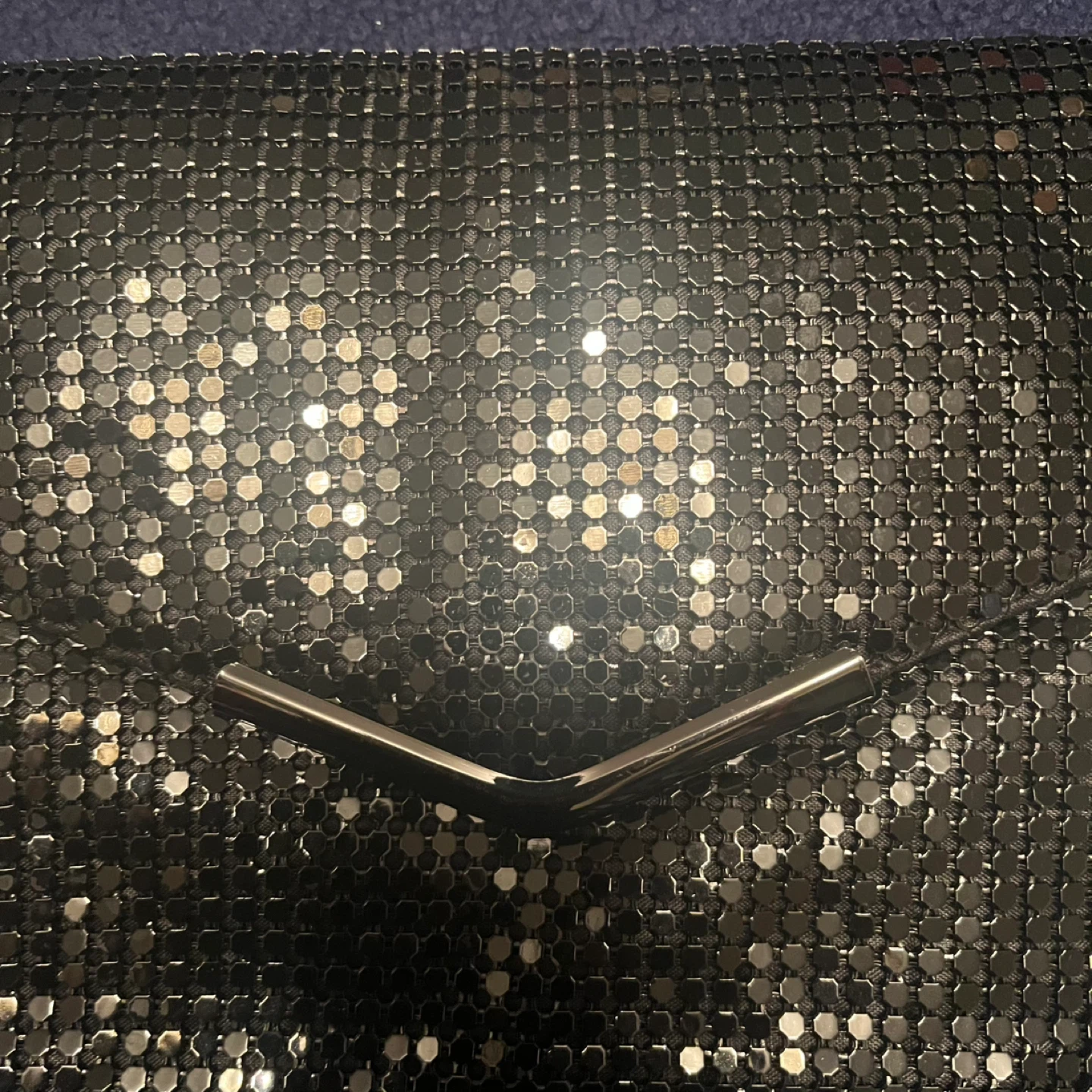 Gunmetal sequence clutch style purse, with chain - photo 2