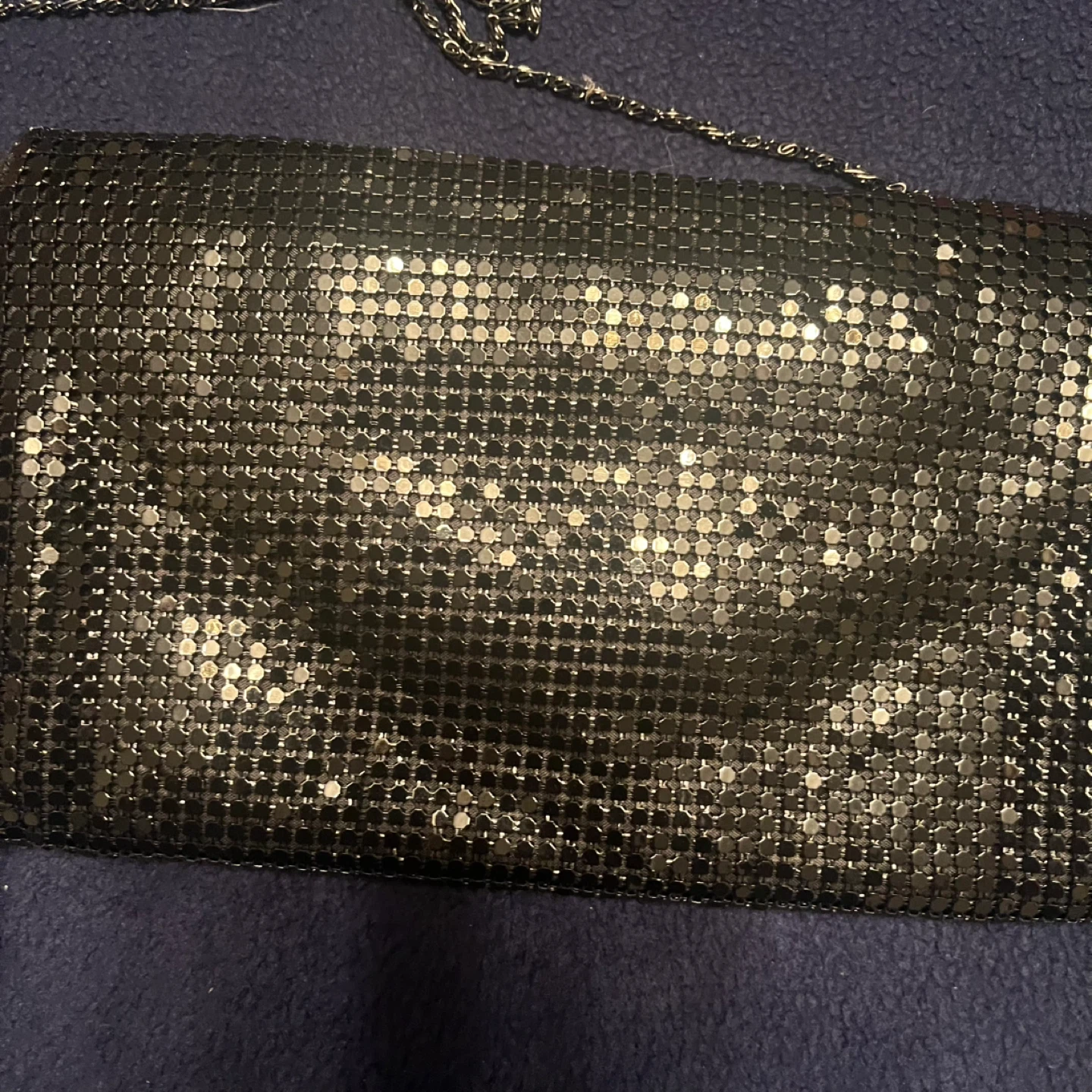 Gunmetal sequence clutch style purse, with chain - photo 3