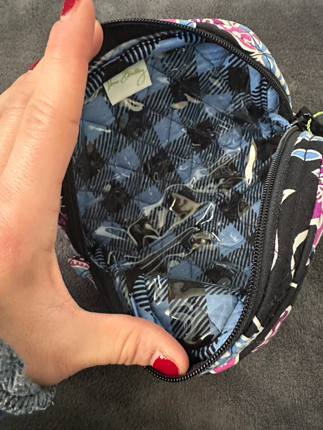NWT! Vera Bradley Black Floral Quilted Cosmetic Pouch - photo 4