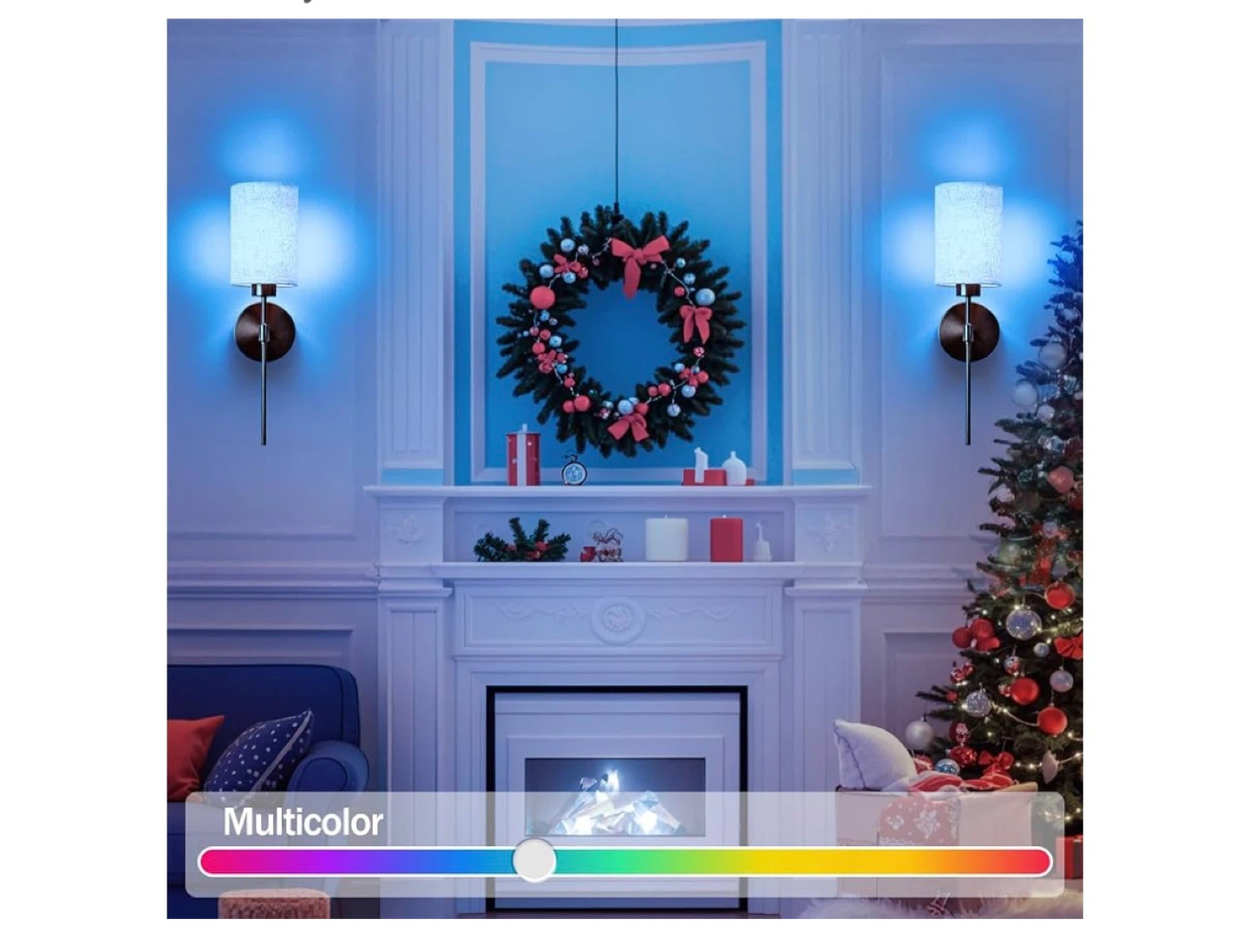 2x Brass Wall Sconces with RGB Rechargeable LED Bulbs and Remote - photo 5
