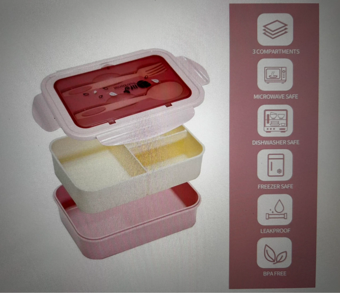 (Brand New) 3 Compartment Bento Lunch Box - photo 3