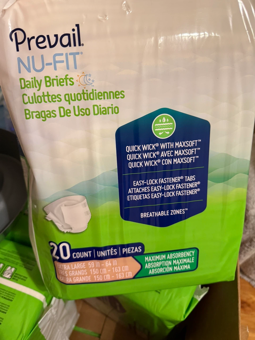 Prevail NU-FIT Extra Large Daily Briefs - 20 Count