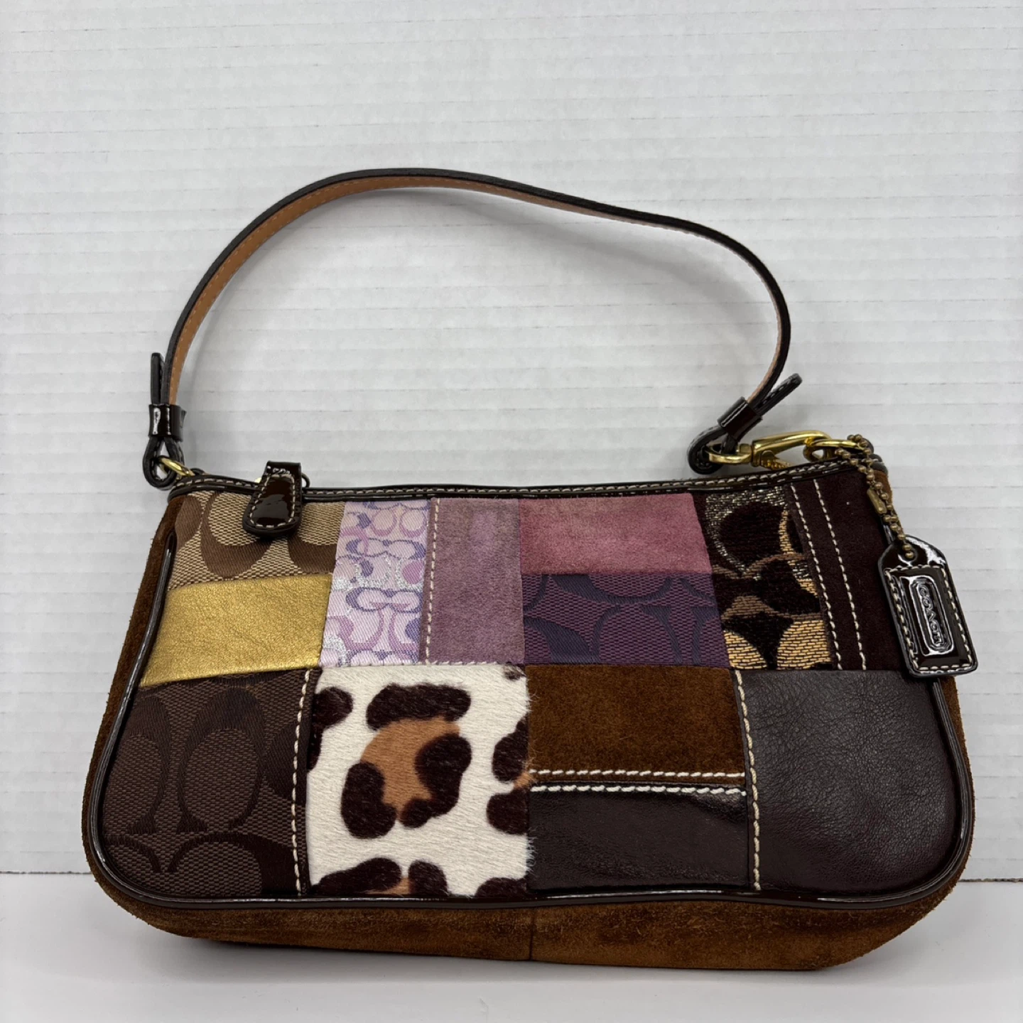 Coach 7071 Suede Patchwork Demi Purse Shoulder Bag - photo 2