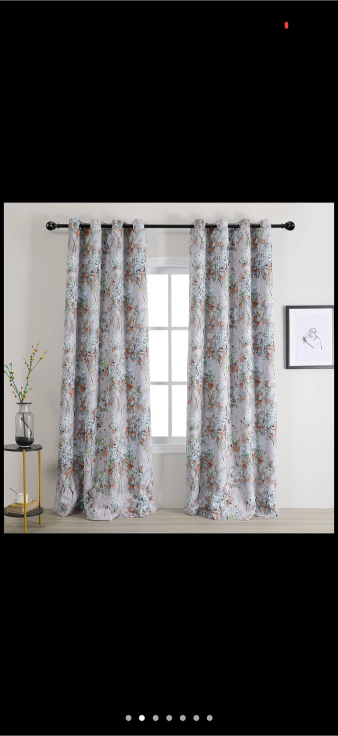Floral Print Grommet Curtains