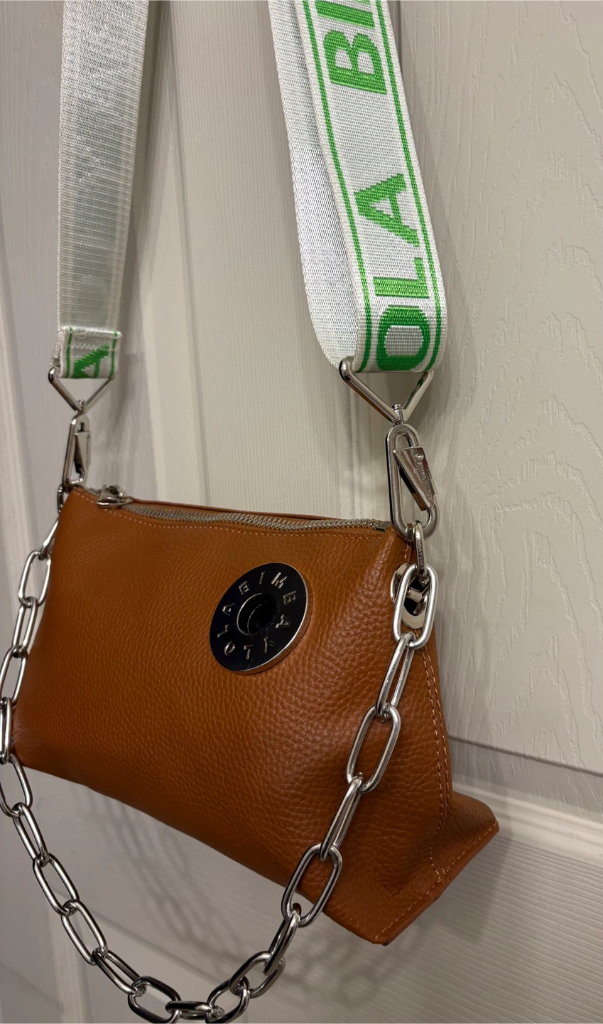 BIMBA Y LOLA Brown Vegan Leather Crossbody Bag with Chain Strap - photo 4