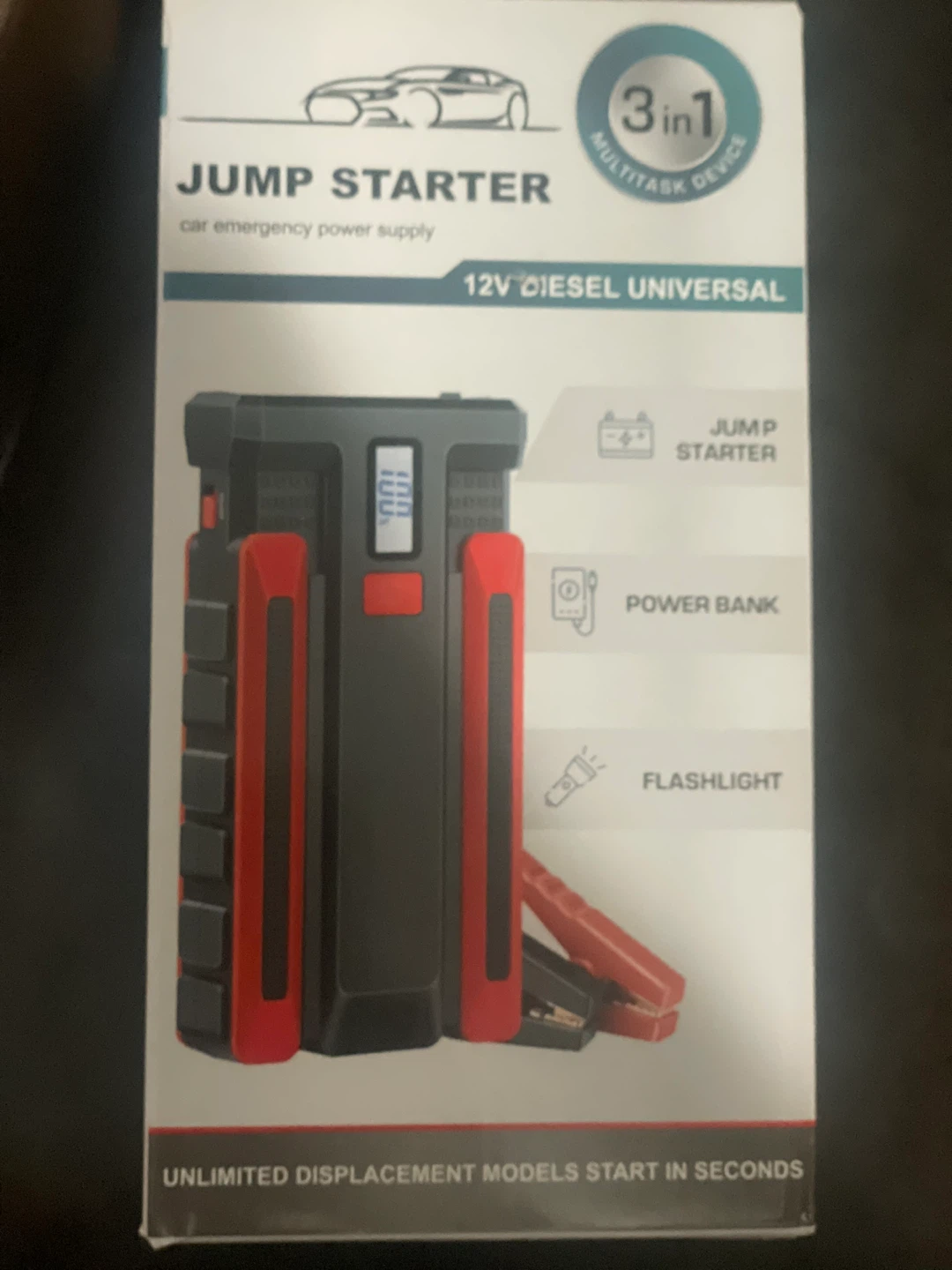 3-in-1 Jump Starter, Power Bank & Flashlight