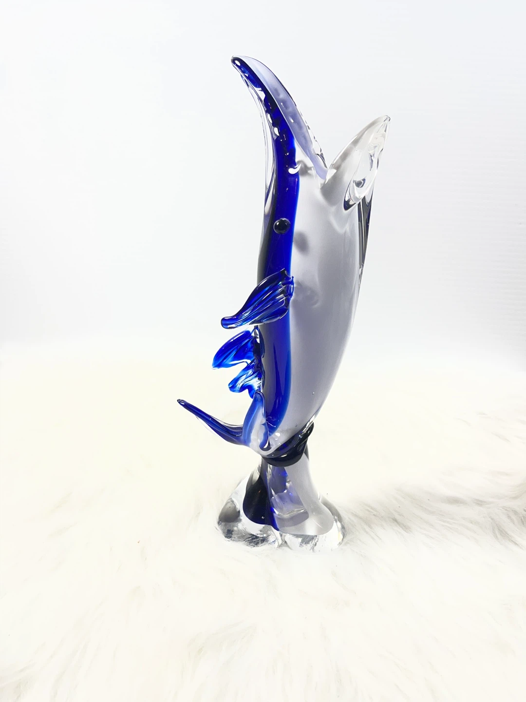 Stunning 11 Cobalt Blue Murano Glass Dolphin Statement Piece - photo 3