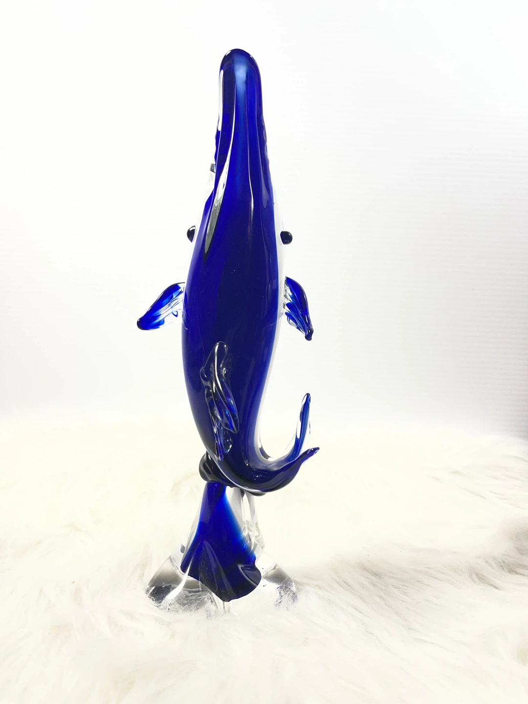 Stunning 11 Cobalt Blue Murano Glass Dolphin Statement Piece - photo 5