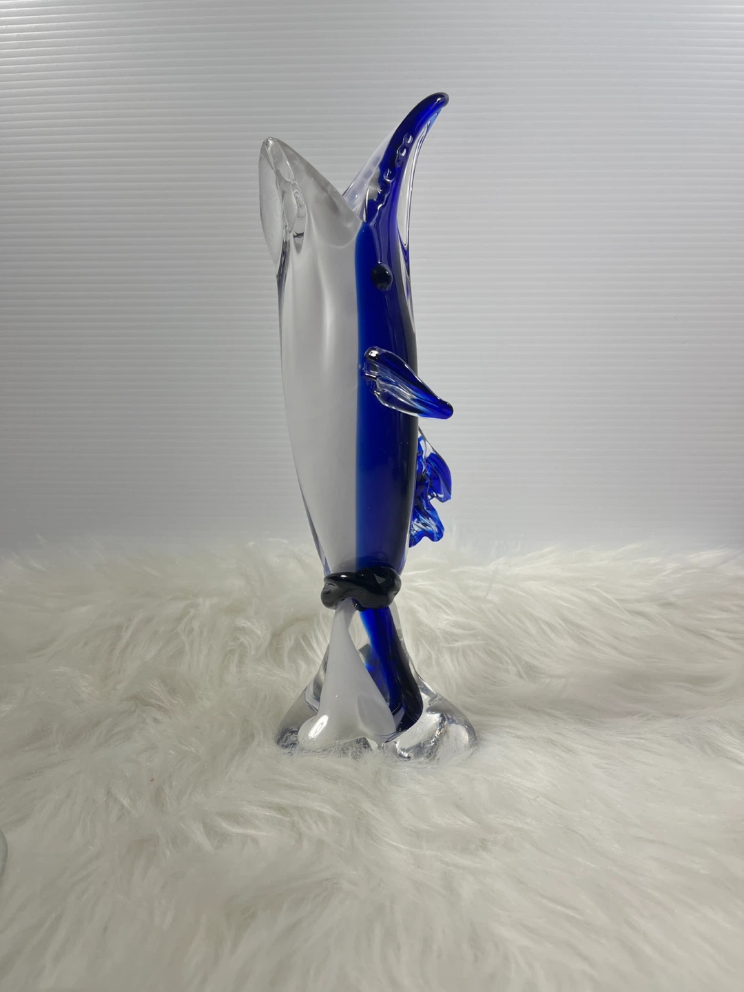 Stunning 11 Cobalt Blue Murano Glass Dolphin Statement Piece - photo 2