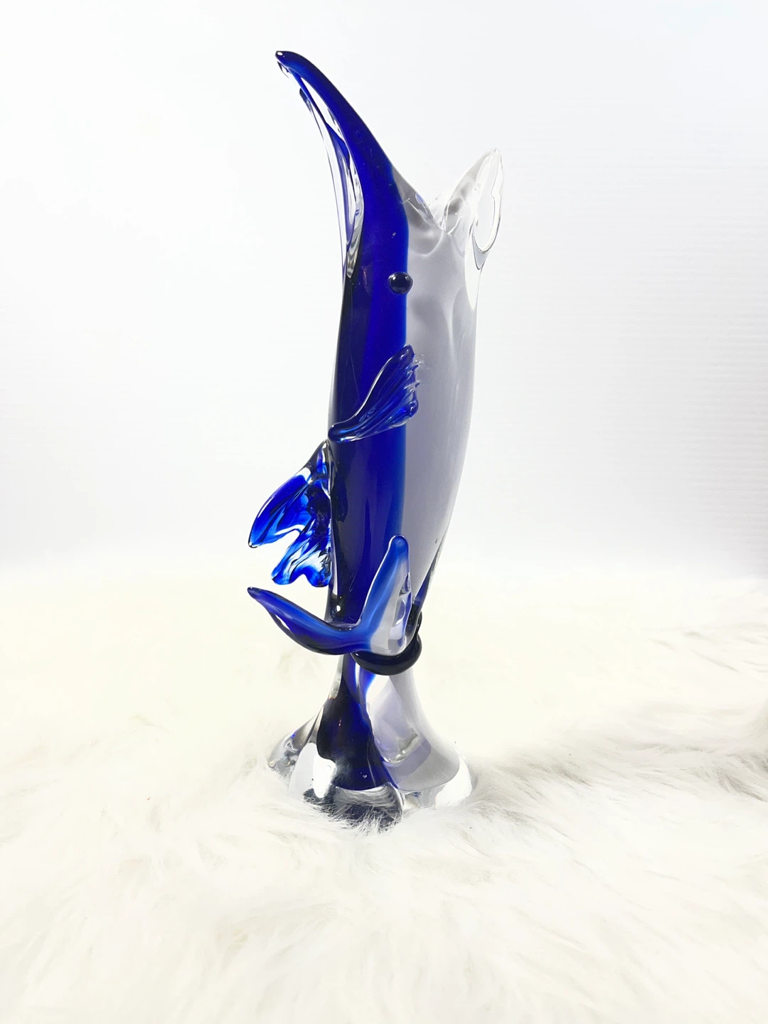 Stunning 11 Cobalt Blue Murano Glass Dolphin Statement Piece - photo 4
