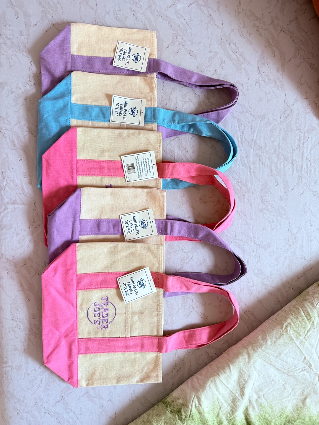 Viral Trader Joe's Mini Pastel Canvas Tote Bags - photo 5