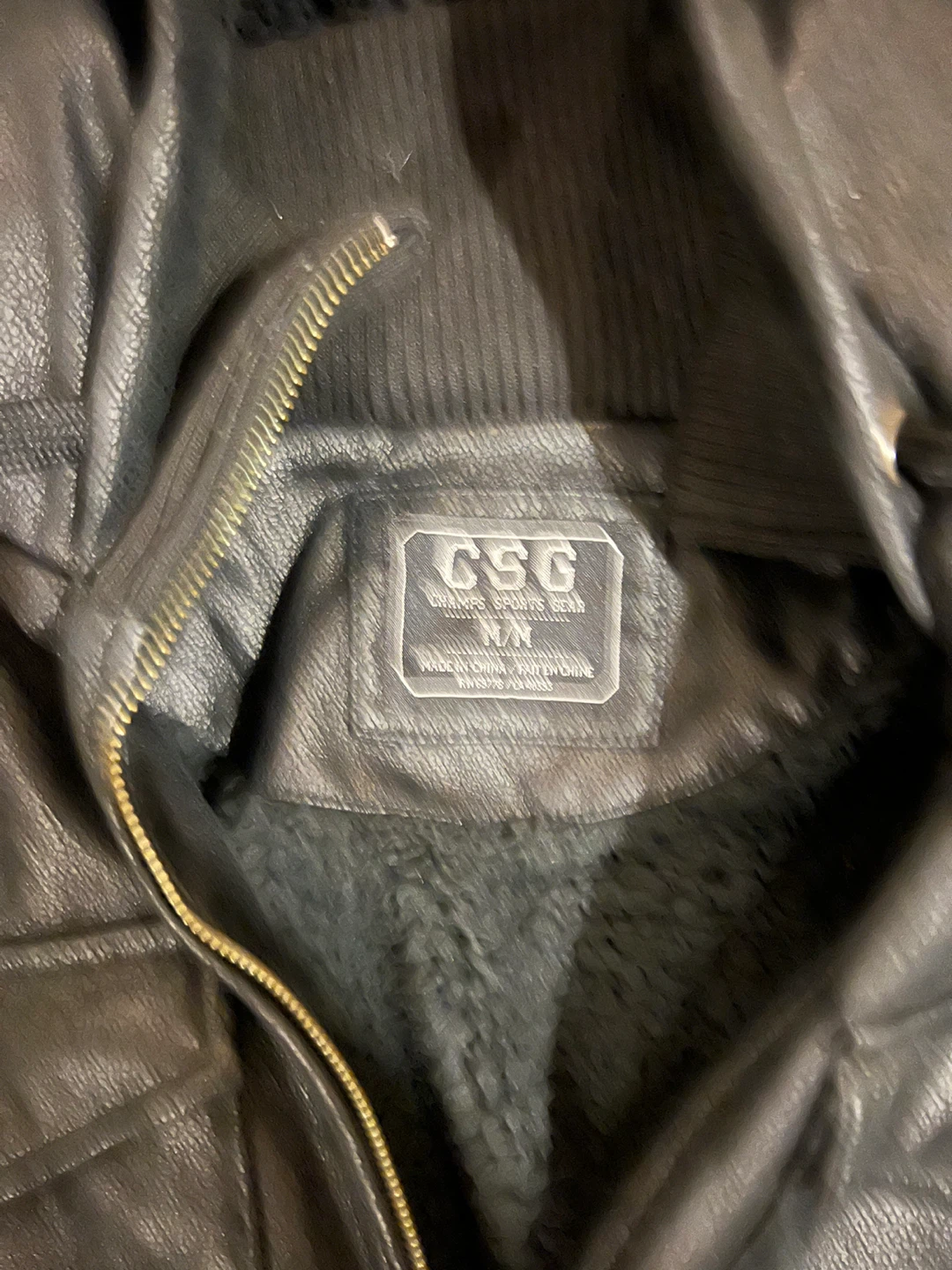 CSG Black Faux Leather Bomber Jacket Size M - photo 2