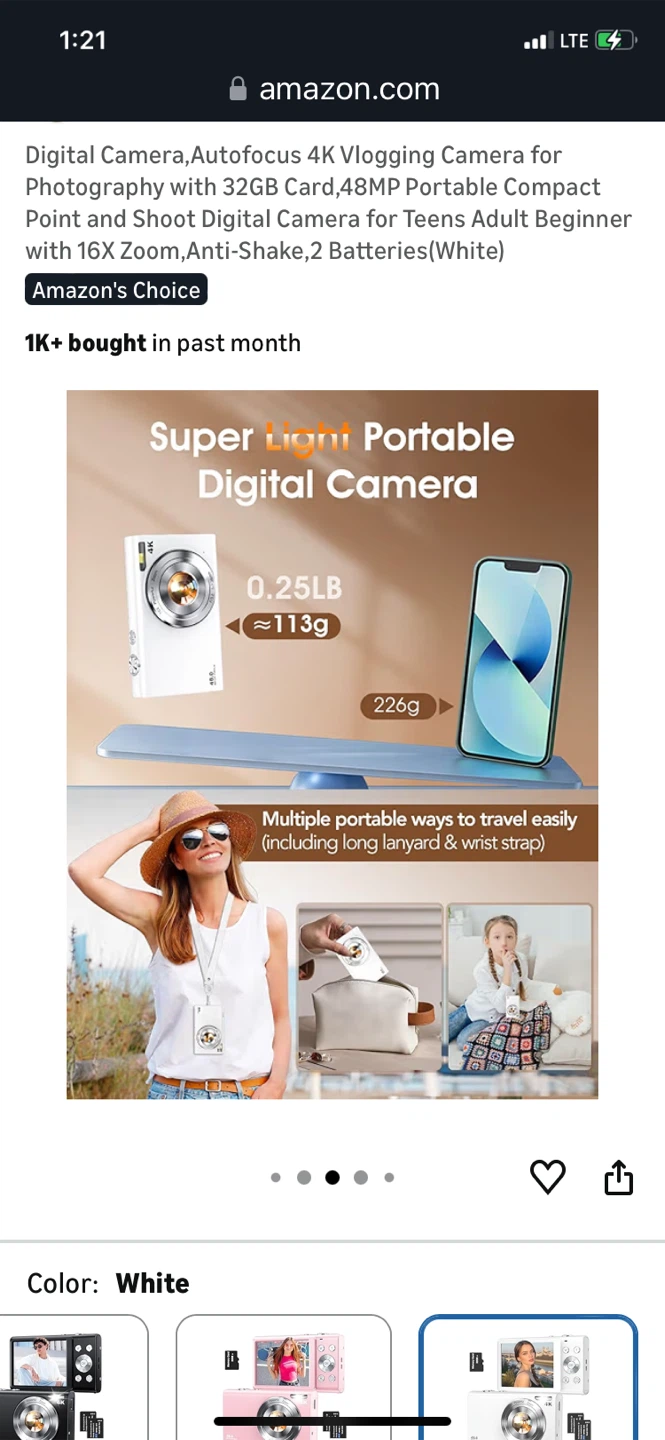 Big Sale-White 4K Vlogging Digital Cam with 16x Zoom,2 Batteries - photo 5