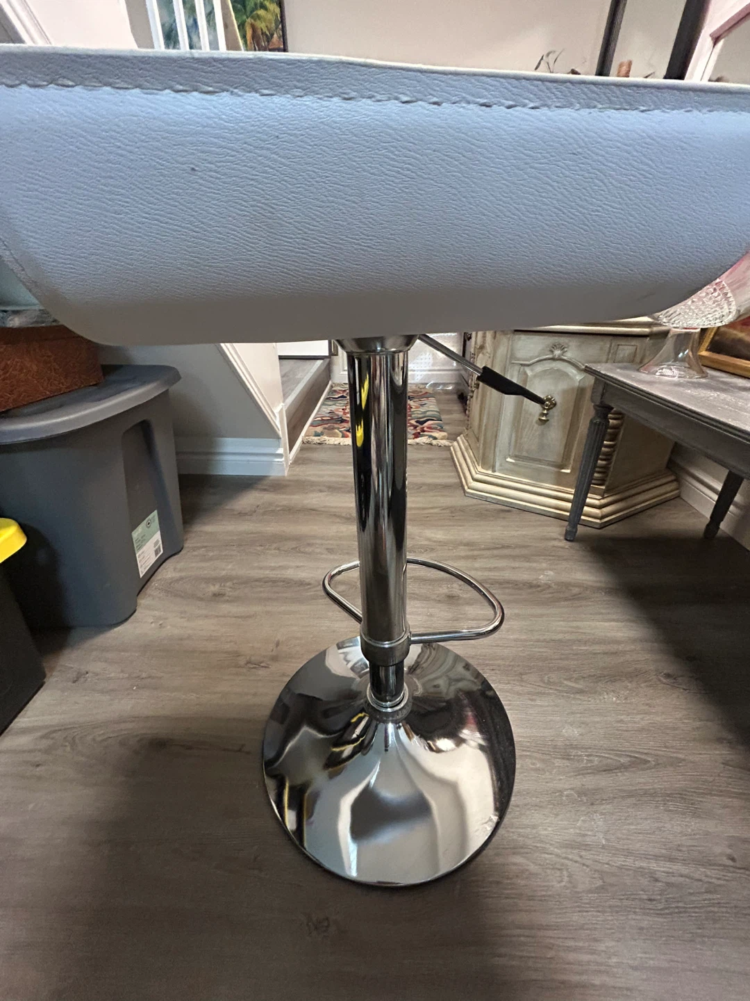 White Adjustable Bar Stool - photo 2