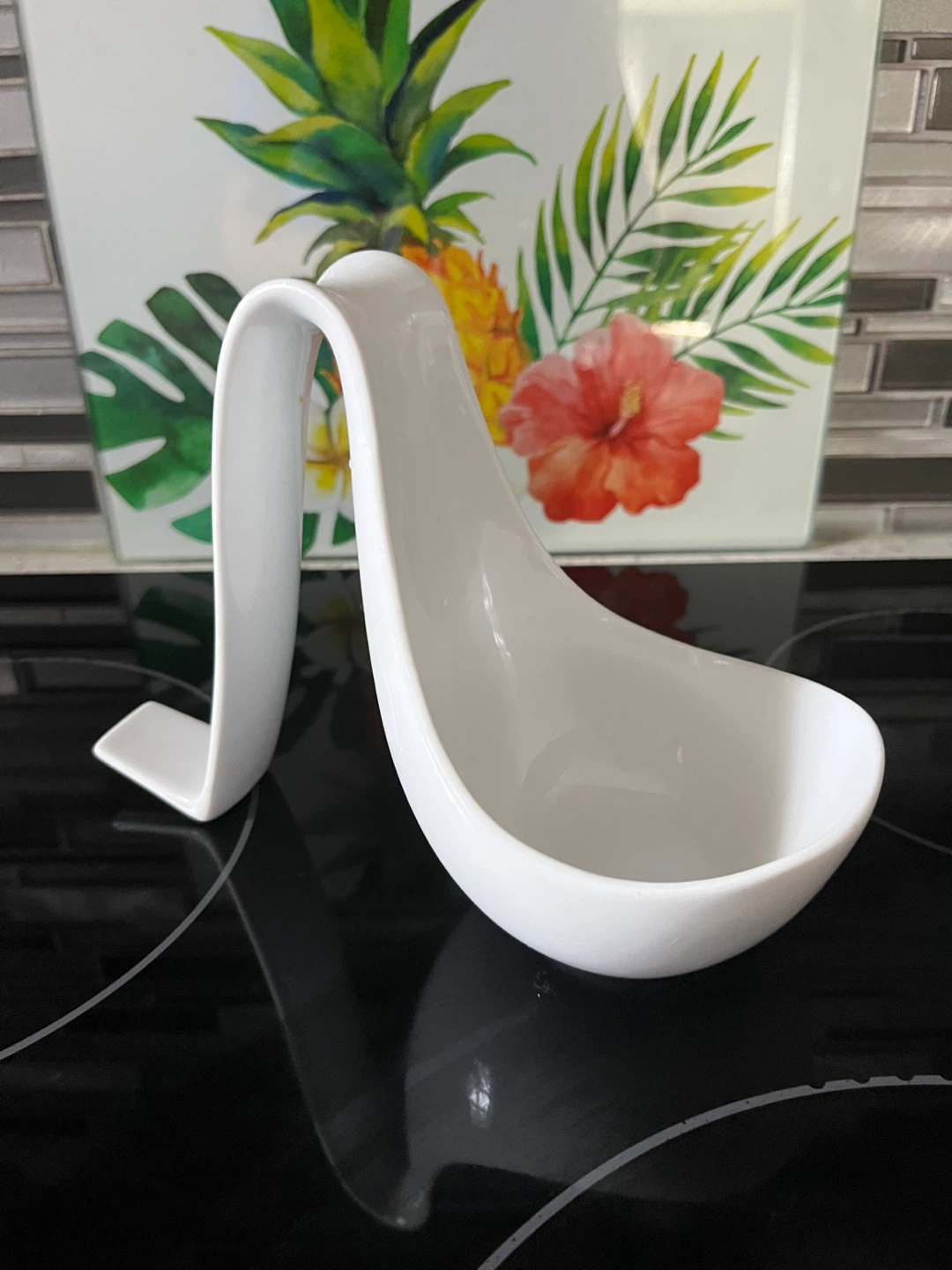 White Ceramic Spoon Rest Holder