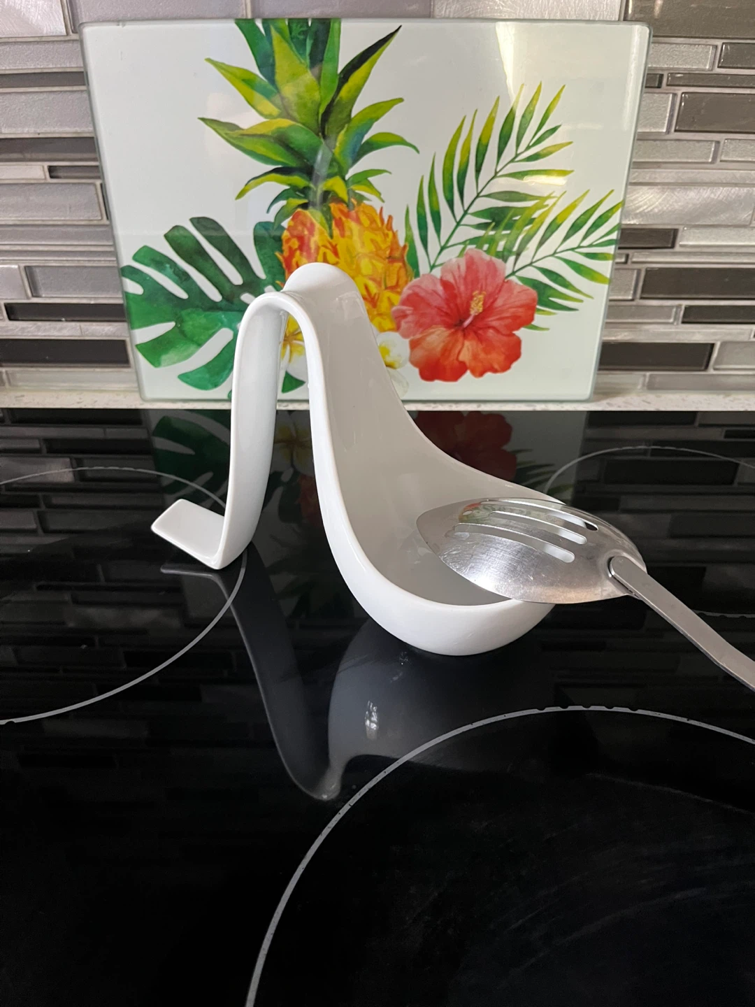 White Ceramic Spoon Rest Holder - photo 2