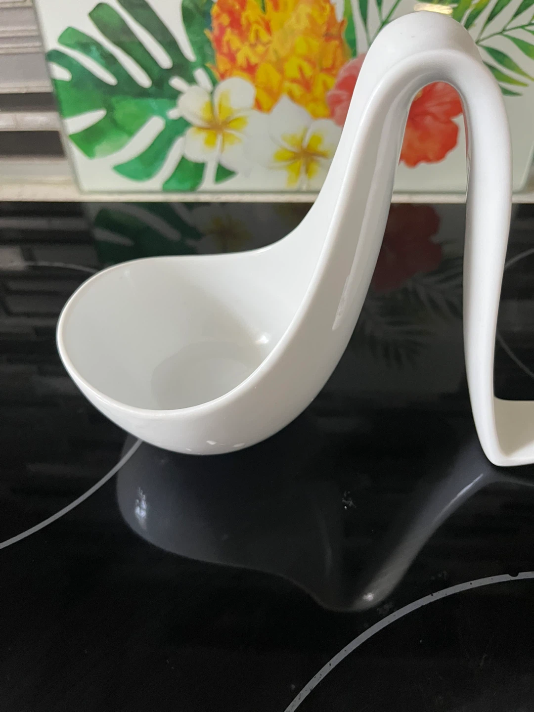 White Ceramic Spoon Rest Holder - photo 4