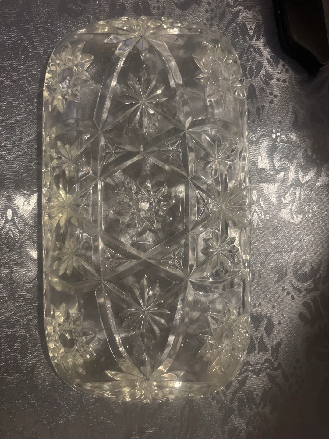 Clear Glass Serving Dish with Starburst Pattern - photo 3
