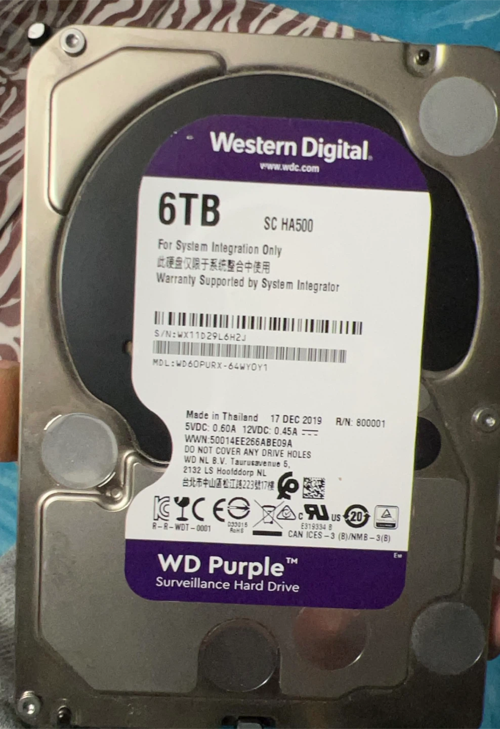Western Digital 6TB Purple Surveillance Hard Drive
