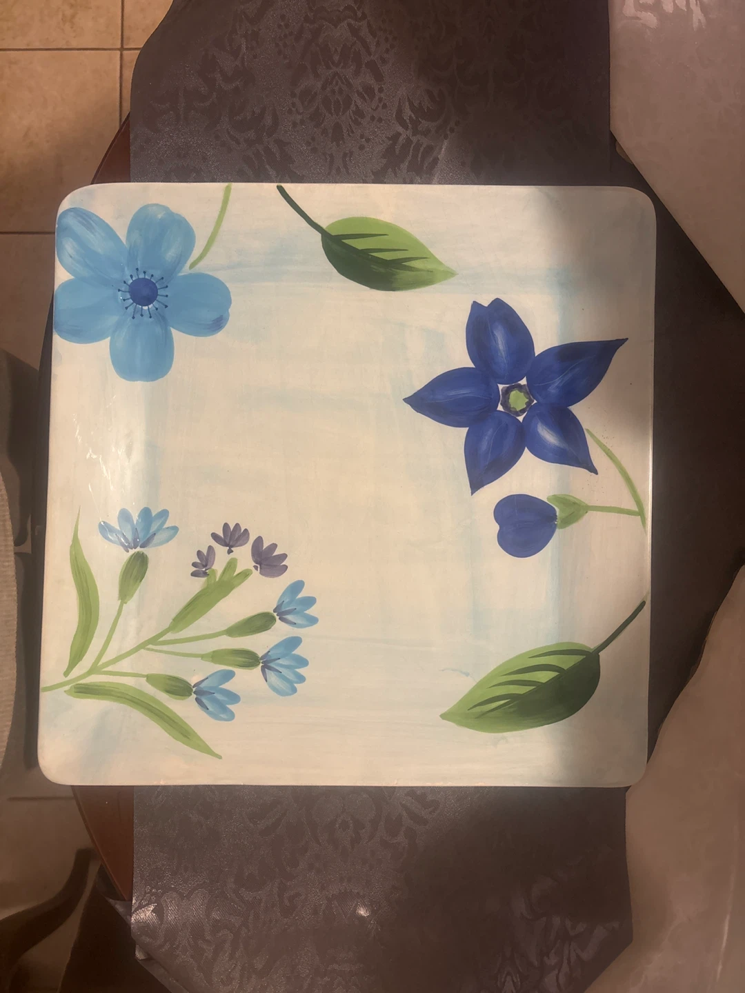 Square Floral Plate - photo 2