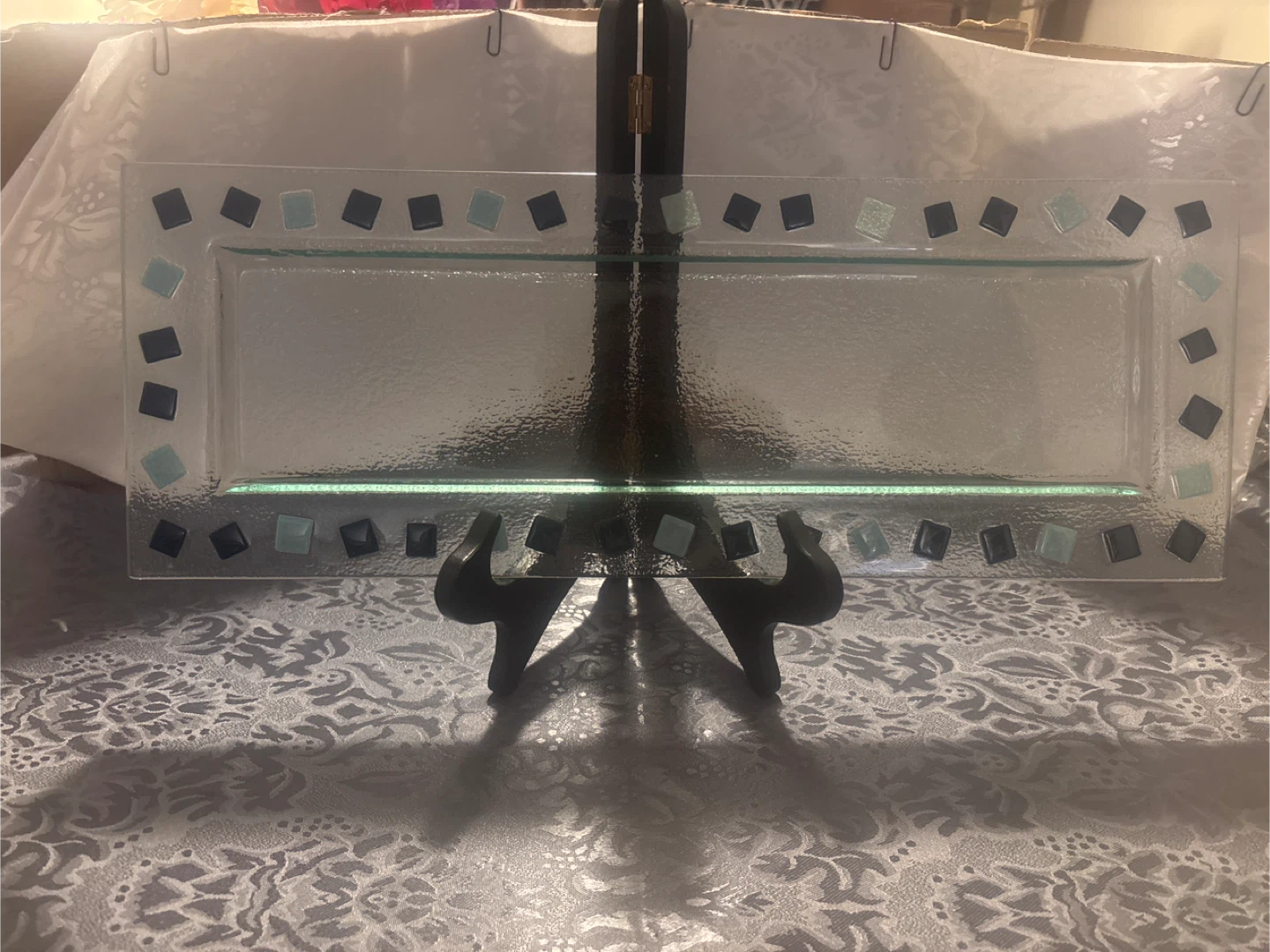 Glass Serving Platter with Decorative Border - photo 2