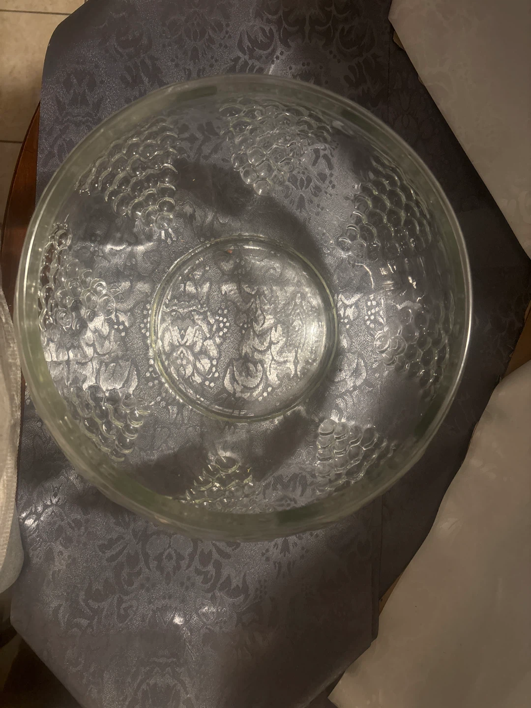 Glass Punch Bowl with Embossed Design - photo 2