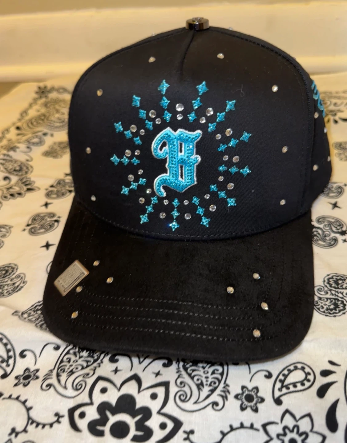 Black LA Snapback Hat with Rhinestone Accents - photo 4