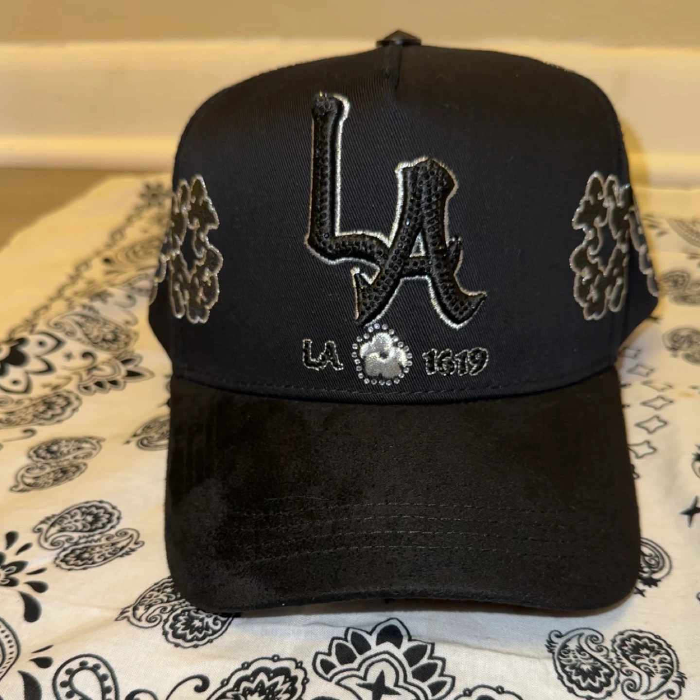 Black LA Snapback Hat with Rhinestone Accents - photo 5