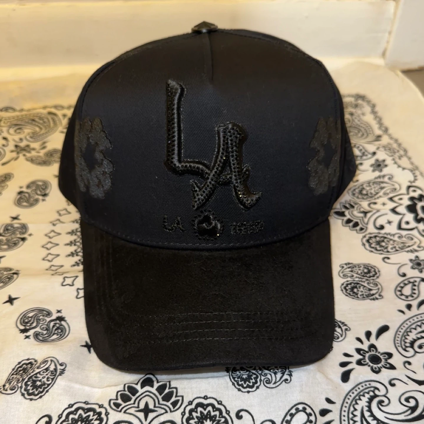 Black LA Snapback Hat with Rhinestone Accents - photo 3