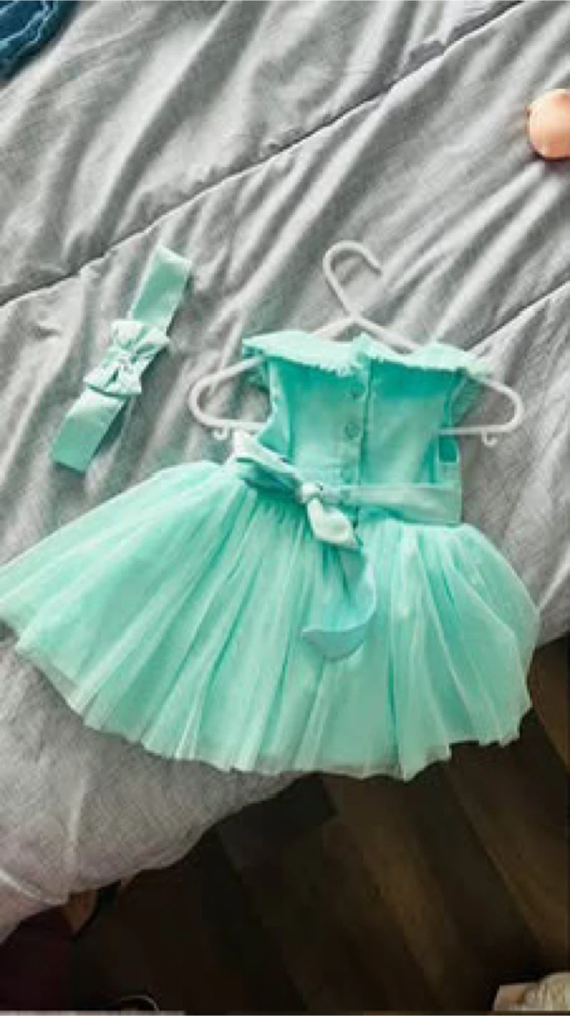 Baby Girl Turquoise Dress with Headband - photo 2