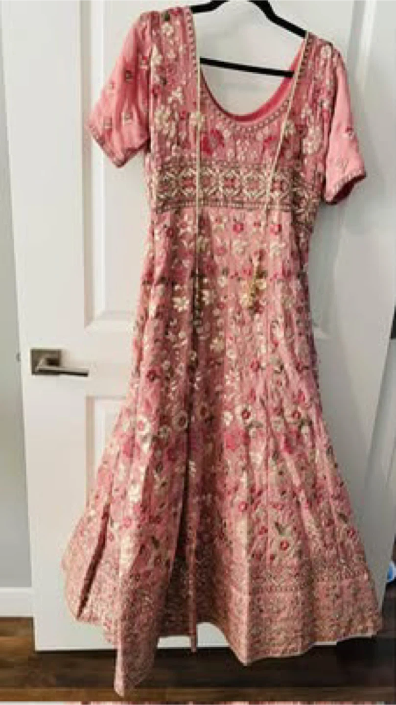 Pink Embroidered Anarkali Dress with Dupatta - photo 2