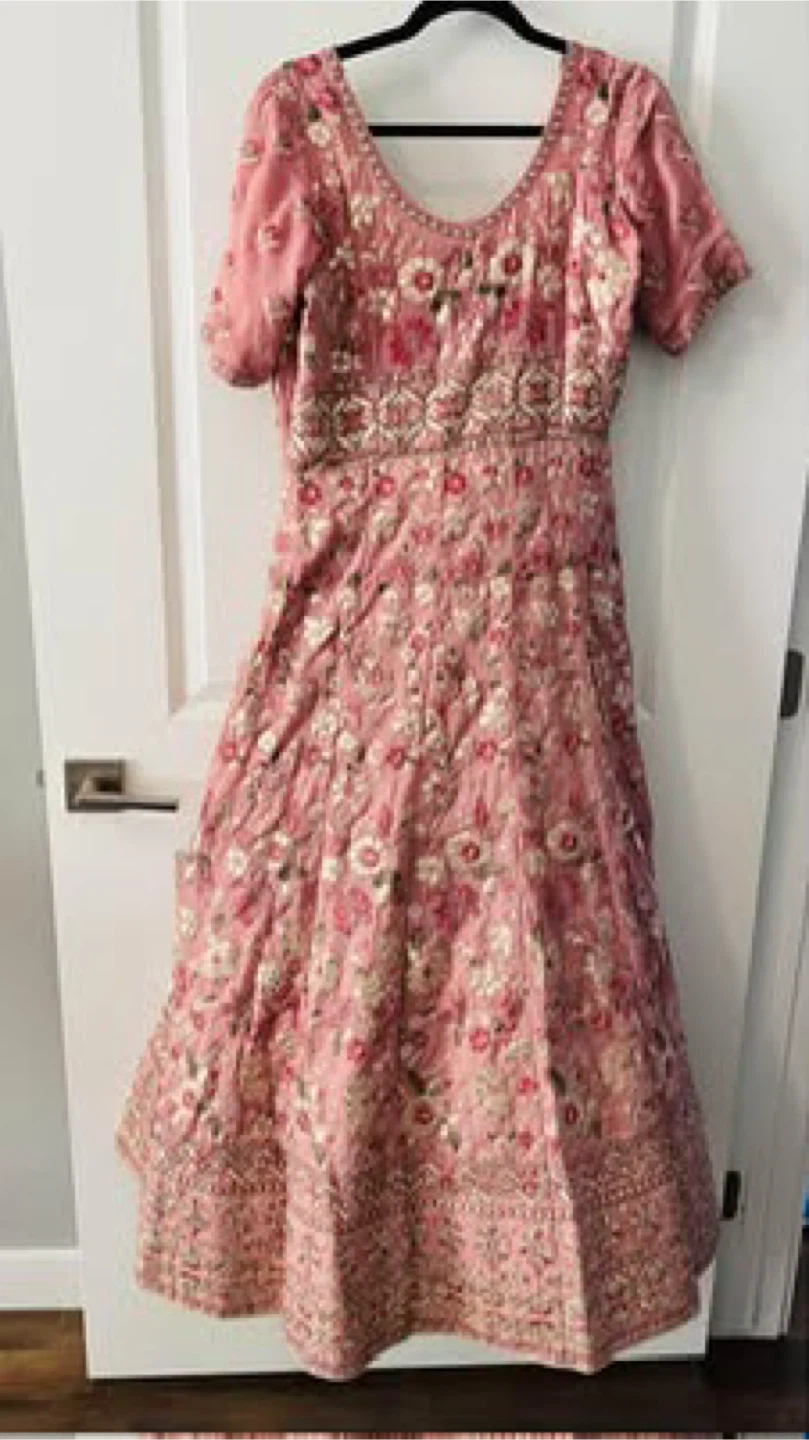 Pink Embroidered Anarkali Dress with Dupatta
