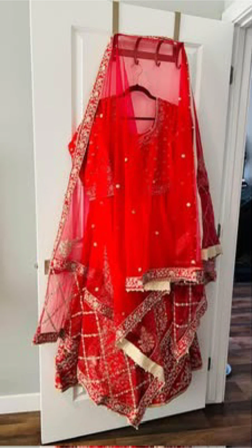 Red Bridal Lehenga Choli with Dupatta - photo 4