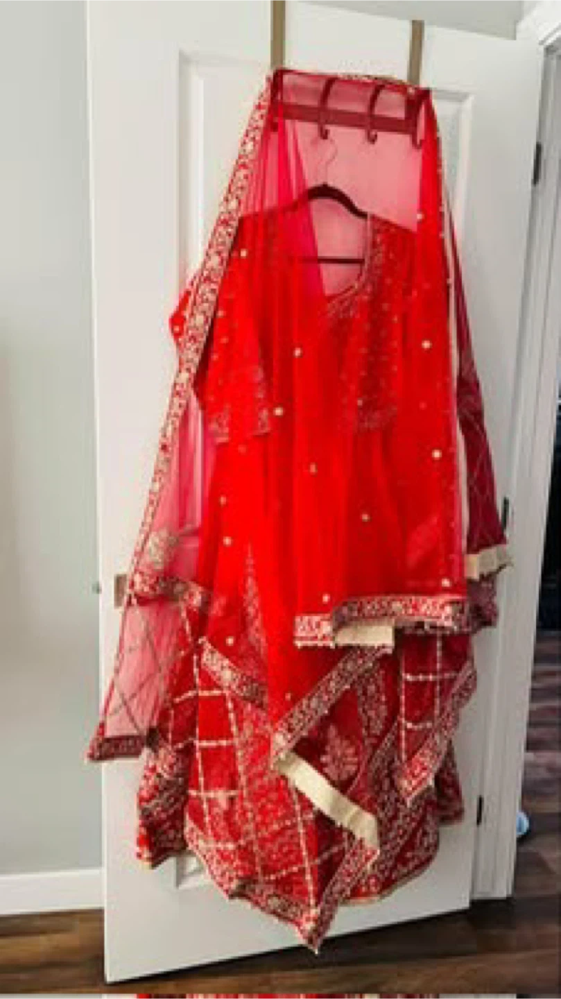 Red Bridal Lehenga Choli with Dupatta - photo 3