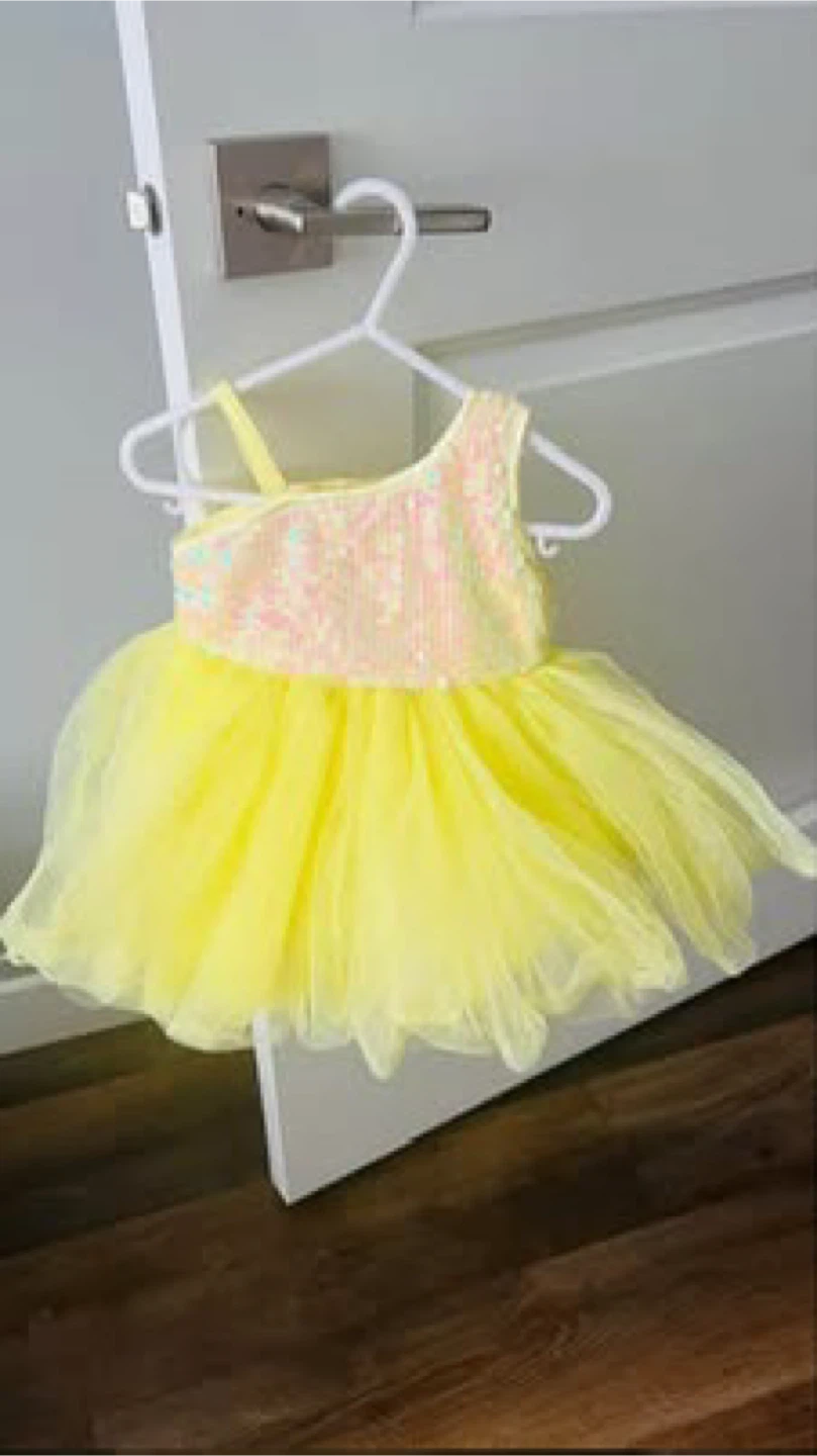 Yellow Tulle Dress with Sequined Bodice and Headband - photo 4