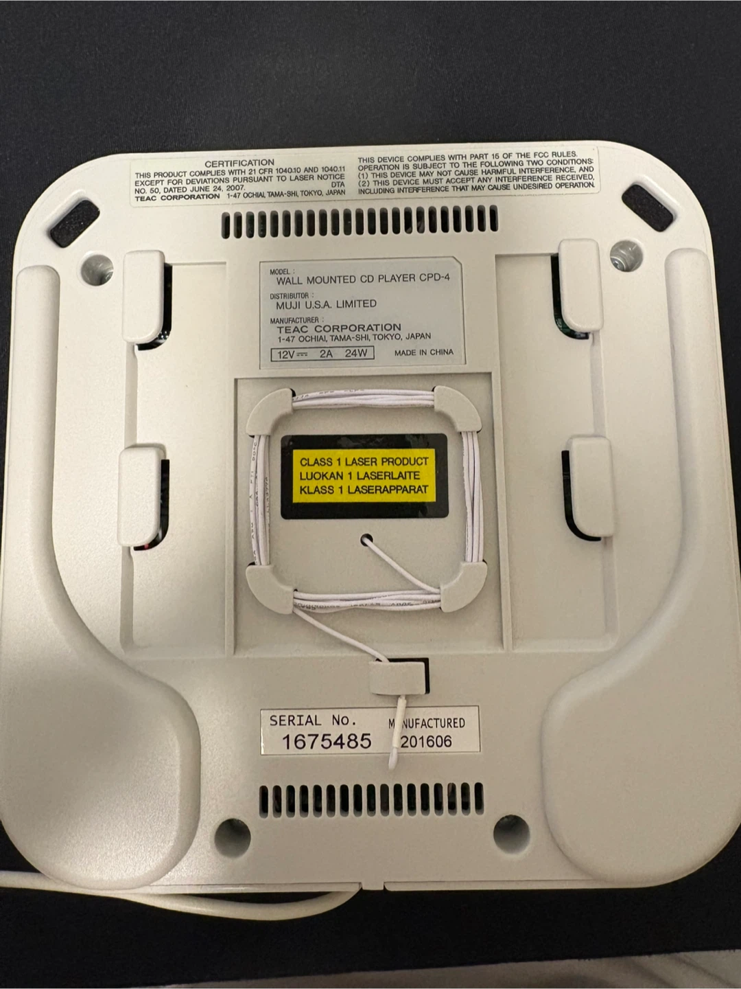 Muji Wall Mount CD Player CPD-4 - photo 2