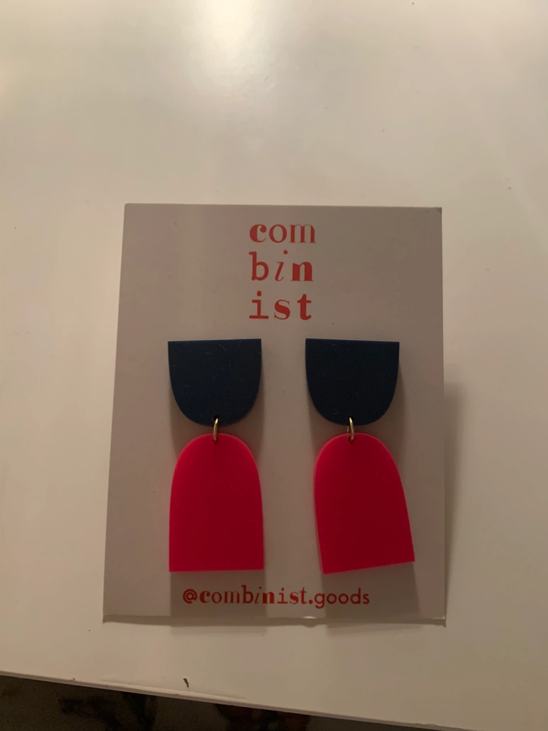 Combinist Dangle Earrings - Navy & Hot Pink