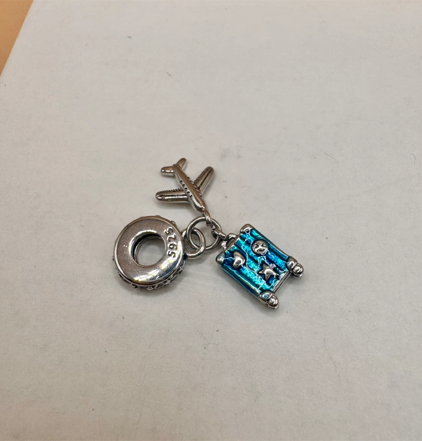 Travel Charm Bead Airplane & Suitcase Sterling Silver - photo 3