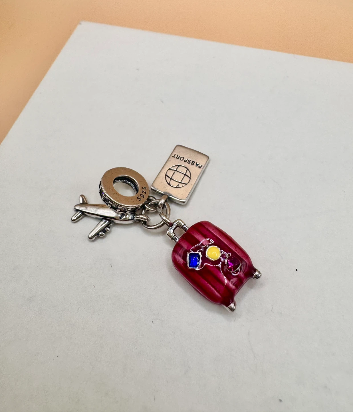 Travel Charm with Airplane, Suitcase, and Passport - photo 3