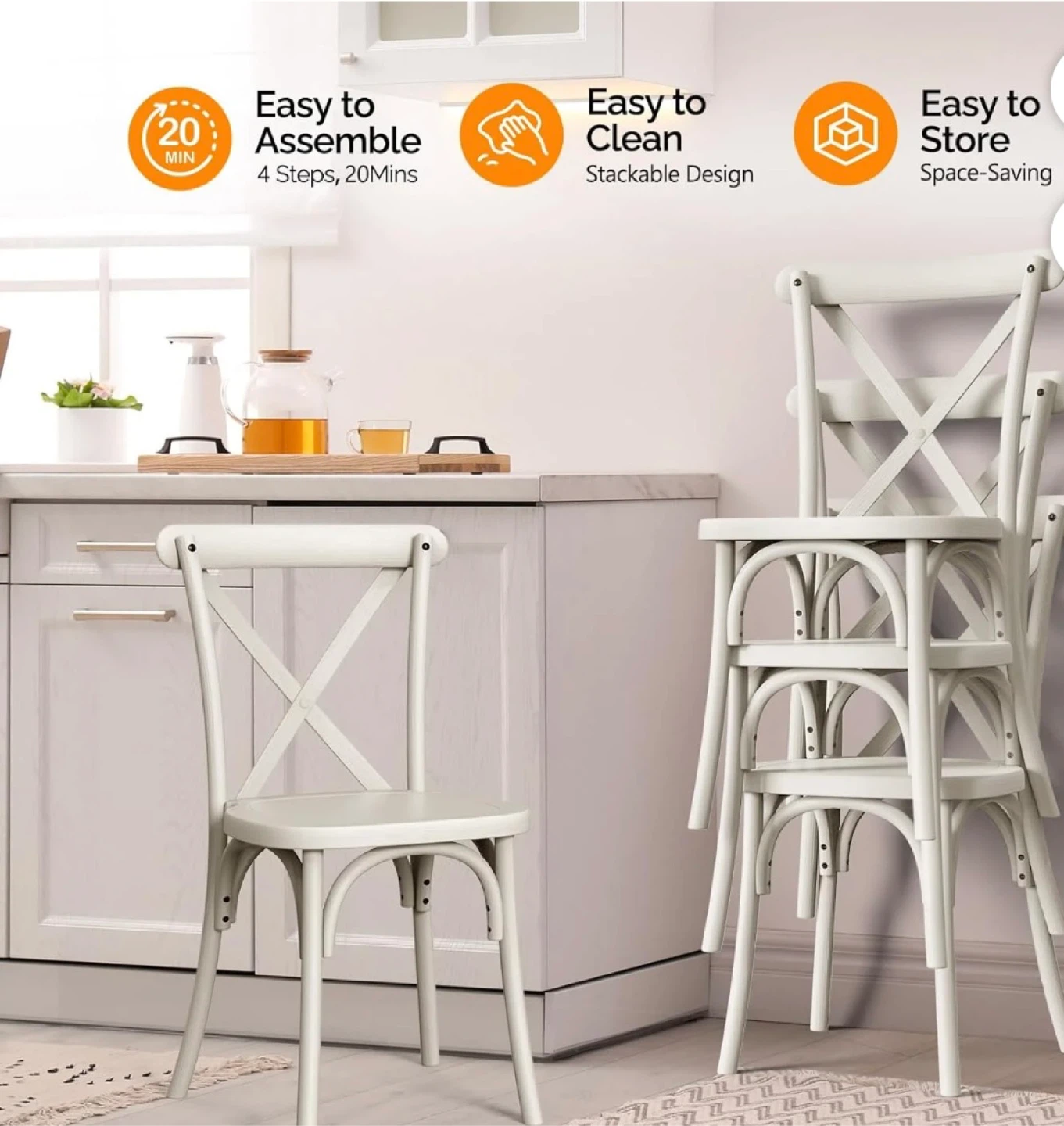 Brand New Resin Dining Chairs Set of 2, Waterproof - photo 3