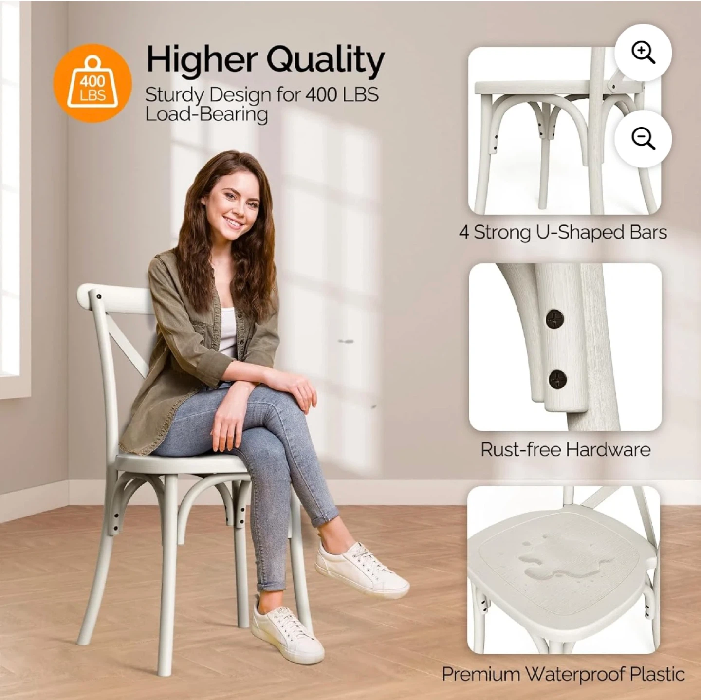 Brand New Resin Dining Chairs Set of 2, Waterproof - photo 2