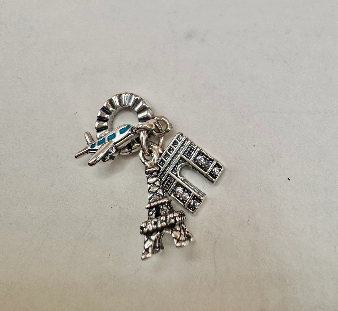 Travel Charm Bracelet with Eiffel, Airplane and arc - photo 2