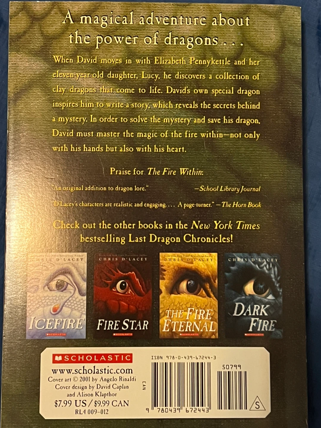The Fire Within by Chris D'Lacey - Scholastic Book - photo 2