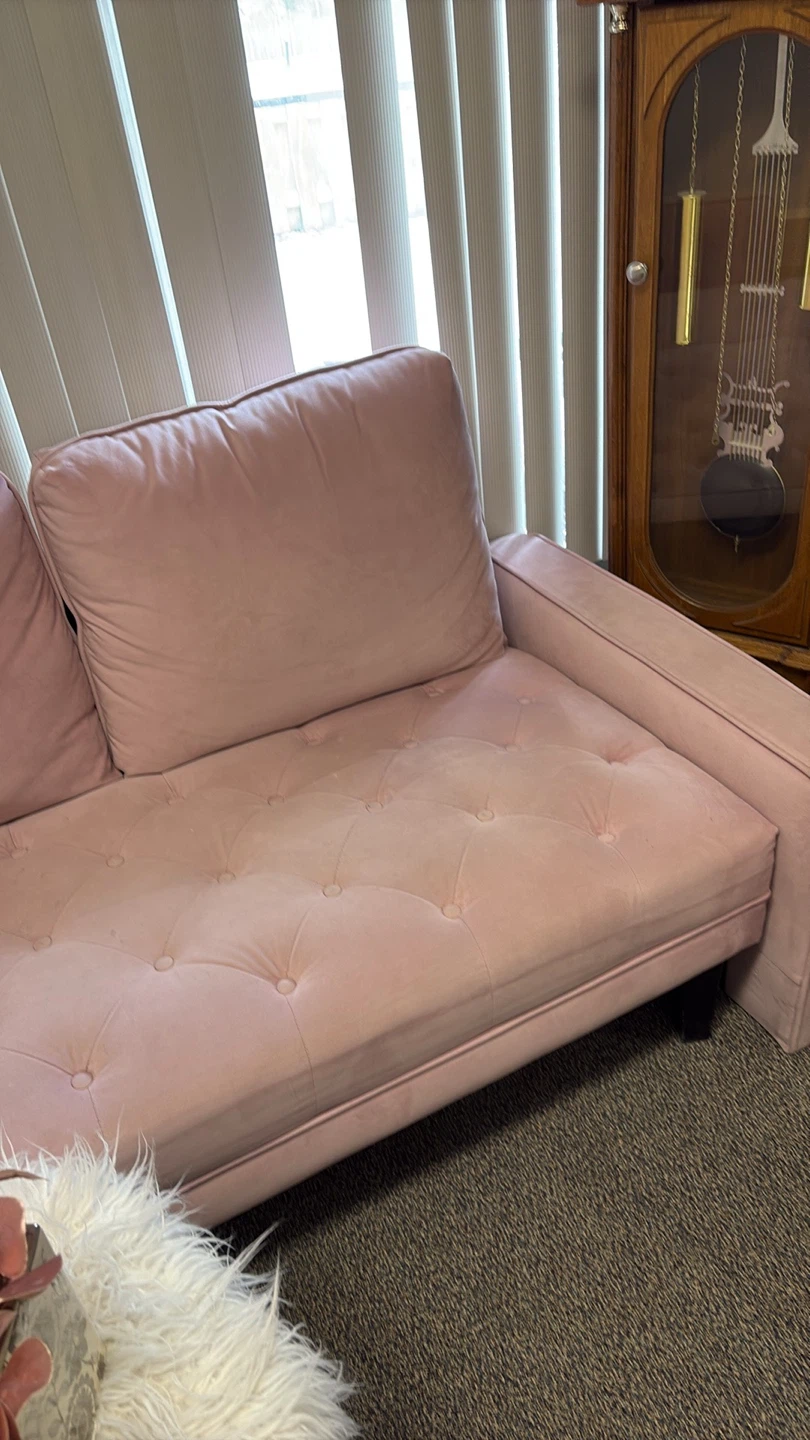Pink Velvet Tufted Sectional Sofa - photo 3