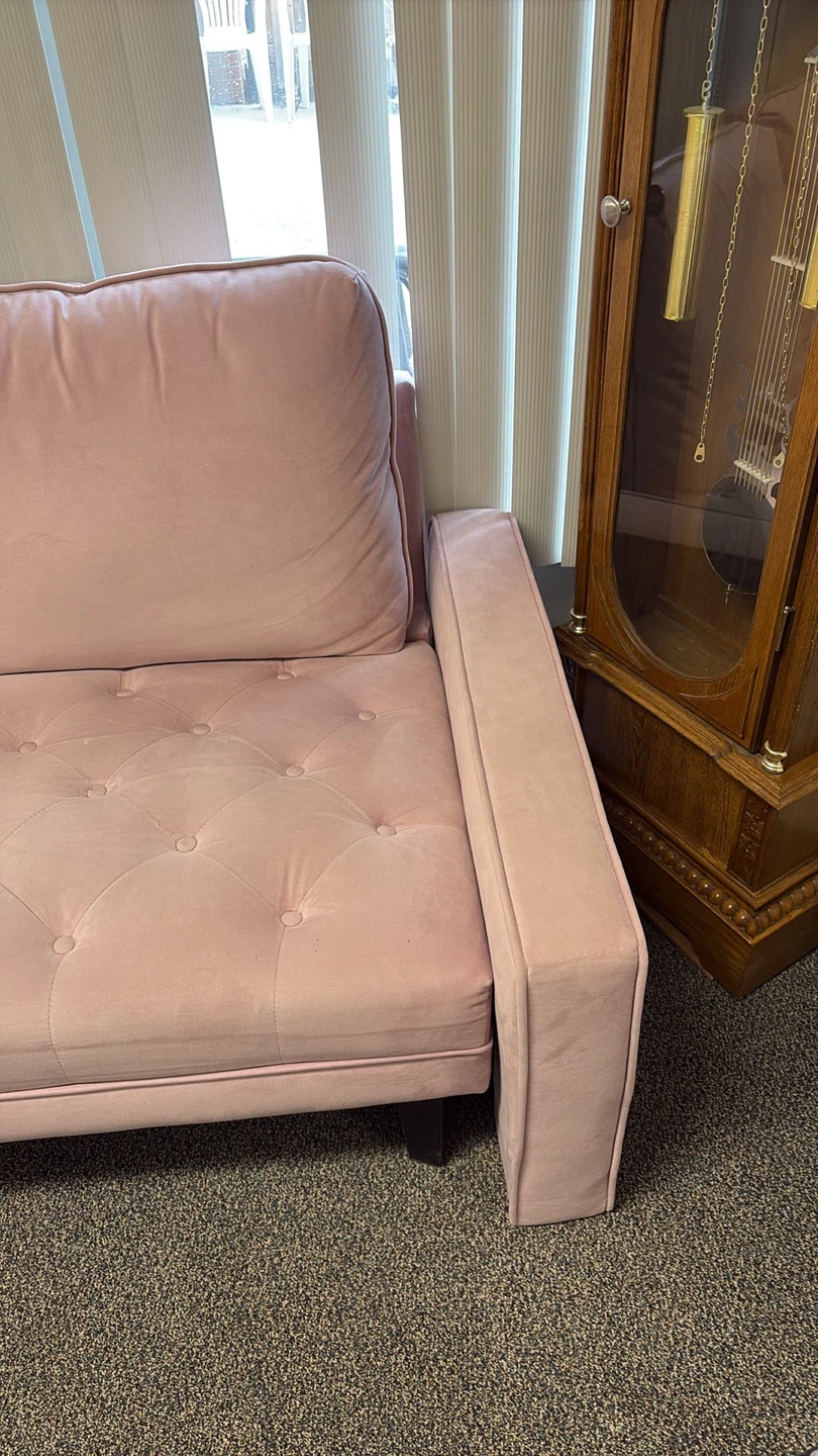 Pink Velvet Tufted Sectional Sofa - photo 5