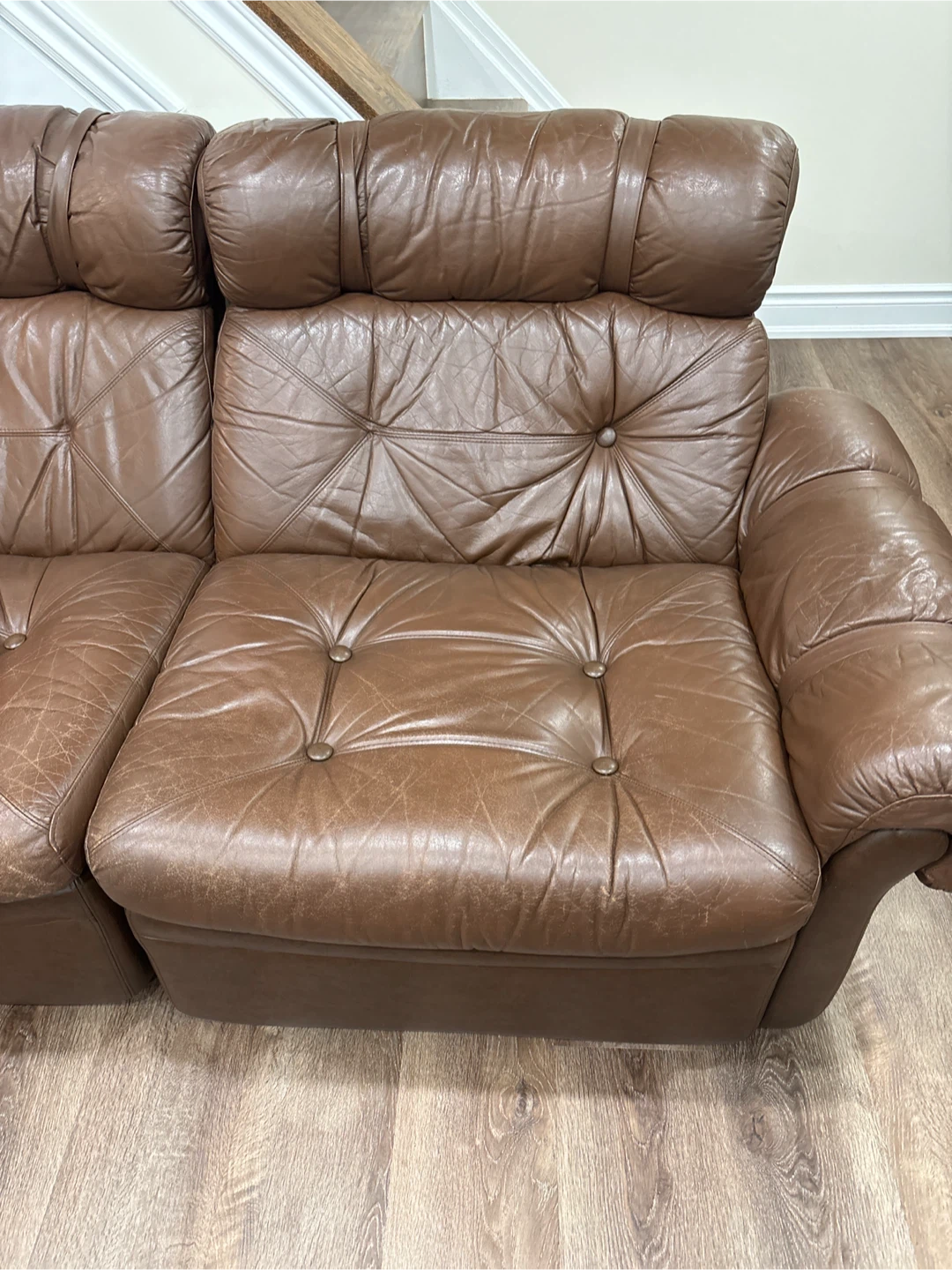 Brown Leather Sectional Sofa - photo 2