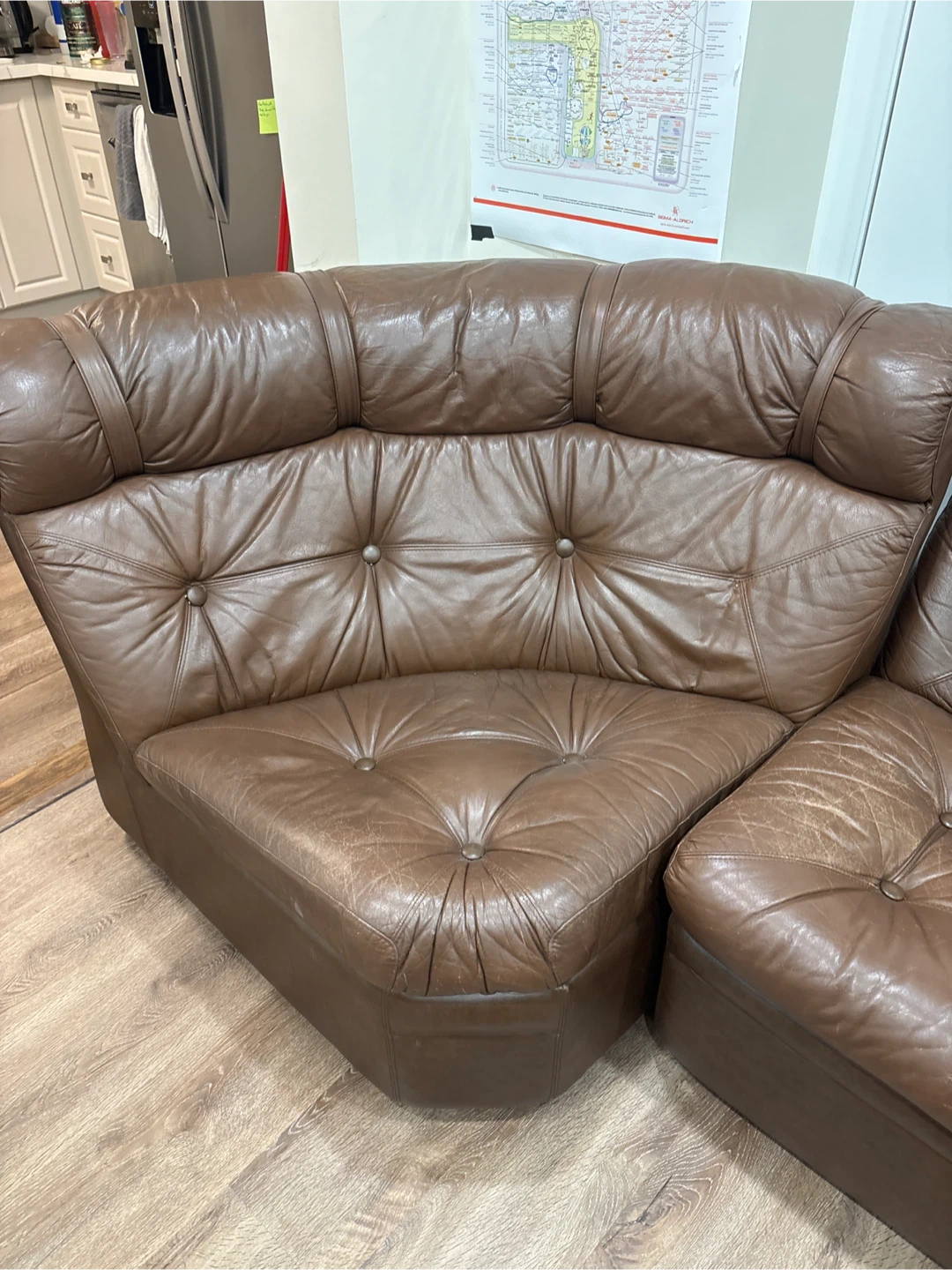 Brown Leather Sectional Sofa - photo 4
