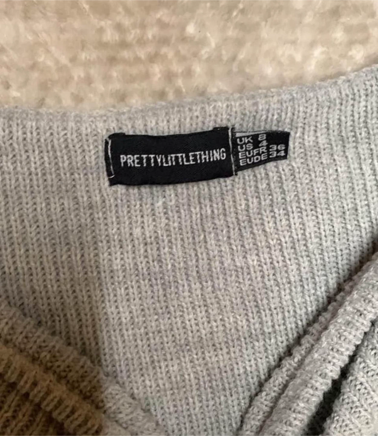 PrettyLittleThing Grey Ruched Sweater Dress UK 8 - photo 2